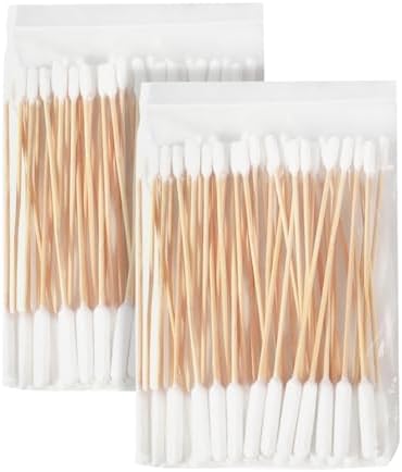 GSHLLO 100 Pcs Double Sided Cotton Swabs Puppy Ear Cleaning Cotton Swabs Cat Ear Cleaner Cotton Sticks Large Dog Cotton Buds Pet Ear Care Supplies with Wood Handle for Eyes