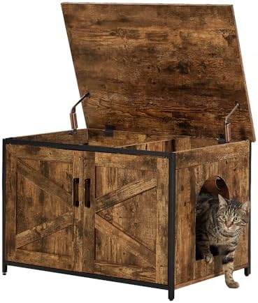 unipaws Top Opening Cat Litter Box Enclosure Furniture, Flip Top Design