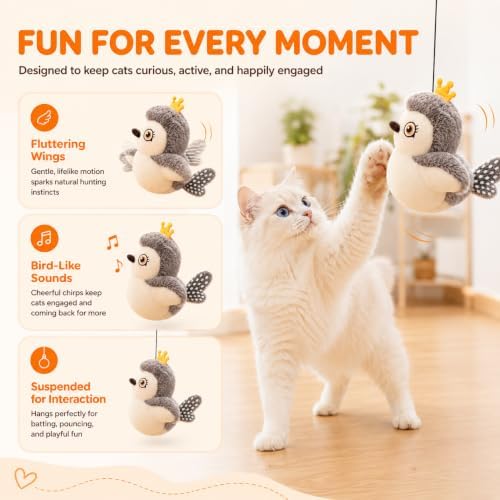 Flying Bat Dog Toy, 2026 New Halloween Flapping Wings Interactive Bird Pet Toy (Grey+Yellow)