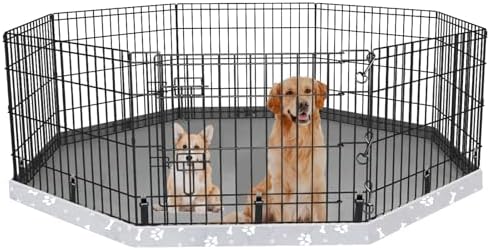 Dog Playpen Bottom Pad Fits for 24 Inch 8 Panels Regular Octagon Metal Exercise Pet Playpen, Dog Crate Pad Puppy Playpen Pad. (Note: Playpen Not Included) -Gray