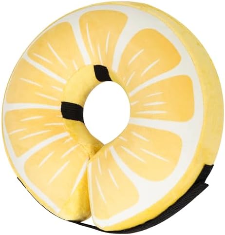 Inflatable Dog Cone Collar for Large Medium Small Dogs, Soft Adjustable Recovery Cone for Dogs Cats,Dog Neck Donut Alternative After Surgery(Lemon,Medium