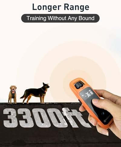 ABBIDOT Shock Collar for Dogs 3300Ft 4 Training Modes Dog Training Collar, IPX7 Waterproof, Nihgt Light, Safety Lock, Rechargeable E-Collar for Small Medium Large Dogs (15-120 lbs)，Pumkin Orange
