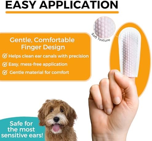 Nootie Medicated Ear Finger Wipes with Chlorhexidine for Dogs, Made in USA
