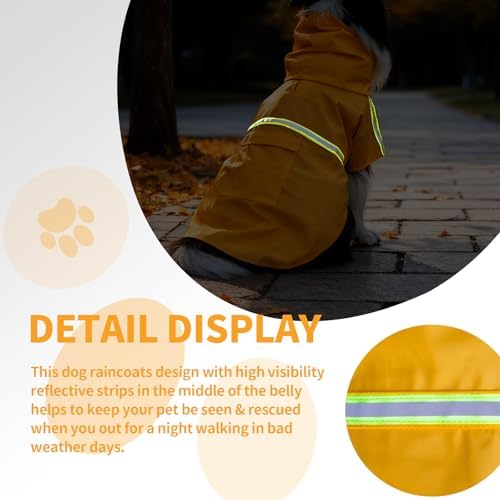 Dog Raincoat,Dog Rain Jacket Poncho with Hood and Leash Hole (Yellow, M～L(11-20lbs))