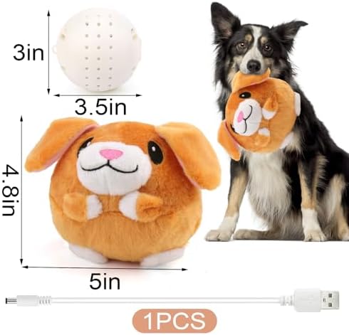 BABORUI Interactive Dog Toys Puppy, Jumping Squeaky Dog Toys with Recording and Music Modes, Rechargeable Moving Dog Chew Toys for Small/Medium/Large Dogs to Keep Them Busy(Puppy)