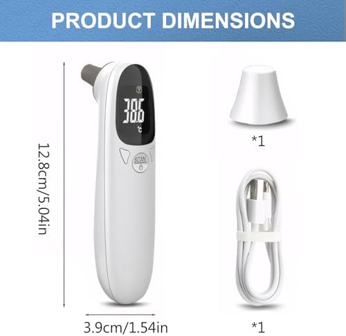 5x1.5 Cat Ear Thermometer for Pet Accurate 32-42.9℃ Digital USB Rechargeable Pet Thermometer for Dog, Cat, Pig, Sheep & More