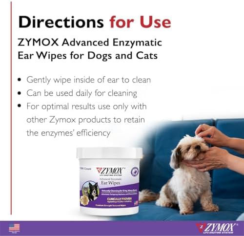 Zymox Enzymatic Ear Solution for Dogs and Cats, Ear Wipes, & Ear Cleanser - Product Bundle - for Dirty, Waxy, Smelly Ears and to Soothe Ear Infections