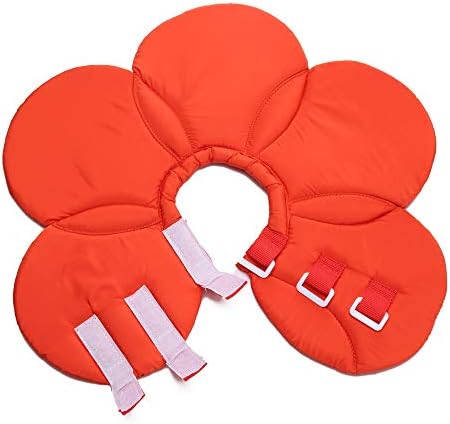 Dog Cone E-Collar Flower Soft Elizabethan Waterproof Grooming Recovery Protective Adjustable Collar for Puppy Small Medium Dogs (S Neck:9-11in, Orange)