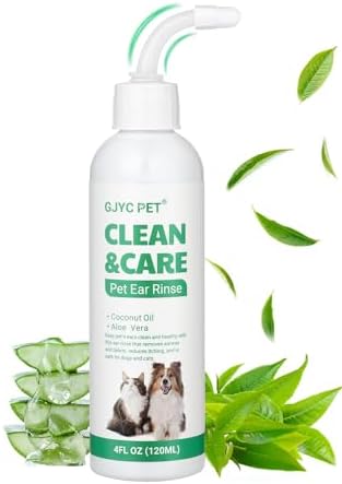 Dog Ear Infection Treatment, Dog Ear Cleaning Solution, Dog Ear Rinse Dog Eye Wipes, 120 Pet Tear Stain Wipes for Dogs and Cats,