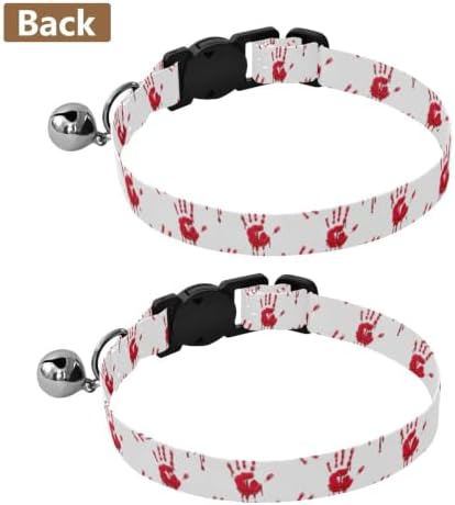 Red Blood Handprints White Collars for Cats, 2 Pack Cat Collar Breakaway with Bell