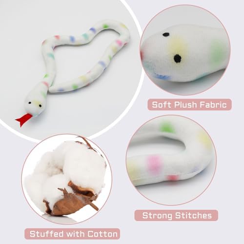 Andiker 2PCS Snake Cat Toys, 23.6 Inches Long Realistic Snake Shape Cat Plush Toys with Bite-Resistant Fabric Interactive Cats Toy for Indoor Cats to Bite Chew Keep Teeth Clean (Colourful&Blue)