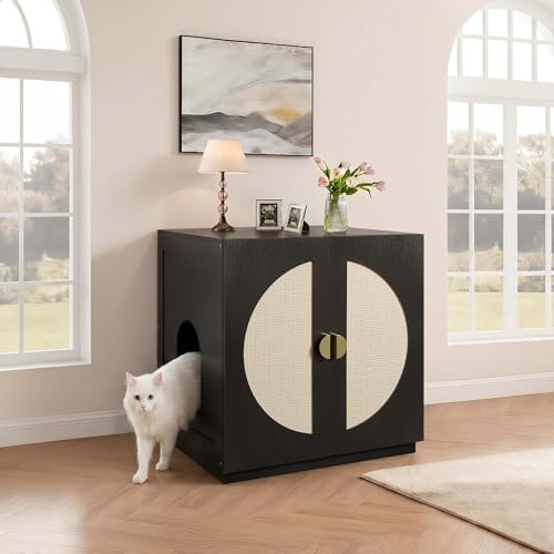 unipaws Tall Cat Litter Box Enclosure for Tall or Top Entry Litter Box