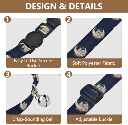 Cute Koala Bears Small Dog Collar 2 Pack Comfortable Cat Collar Adjustable Length 10.6" to 17.1"