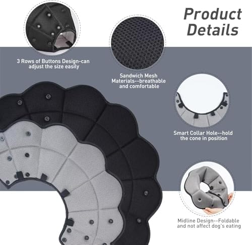 Foldable Pet Cone Collar to Stop Licking After Surgery Adjustable