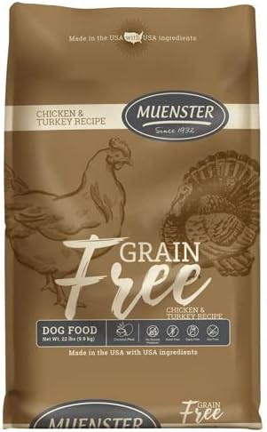 Muenster Grain Free Chicken & Turkey Dry Dog Food, 22lb - Gluten-Free, High Protein, All Life Stages