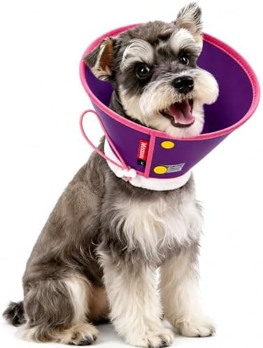 Soft Dog Cone Collar for Dogs & Cats, Adjustable Elizabethan Recovery Collar, Lightweight EPE Material, Post-Surgery Wound Protection (Purple, L)