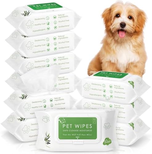 Treela 10 Pack Dog Pet Wipes, 80 Count Paws Body, Tea Tree Flavor
