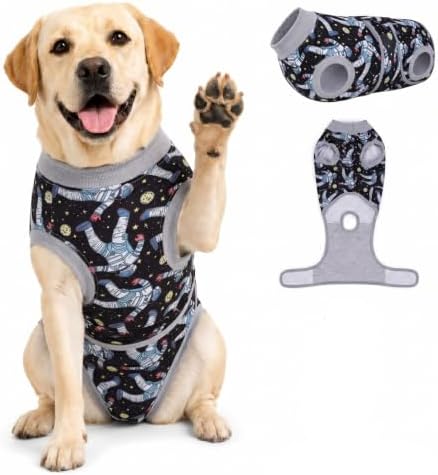 PetWarm Dog Surgery Recovery Suit, Recovery Suit for Dogs, Cosmic, Grey, L