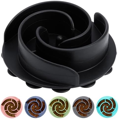 Slow Feeder Dog Bowls Insert, Bestalk Soft Silicone Slow Eating Feeder Insert with Suction Cups for Small, Medium and Large Dogs, Fit into Basic and Elevated Dog Bowls, Black
