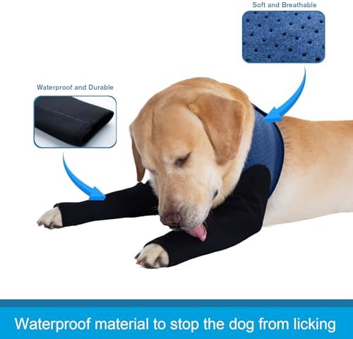 Coodeo Dog Recovery Sleeves, Cone Collar Alternative, Abrasion Resistant Dog Recovery Suit, Washable 2.5mm Thick and Waterproof, Pet Wounds Prevent Licking, Biting (Blue, XS)