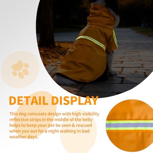 Dog Raincoat,Dog Rain Poncho-Harness Hole,Orange,S
