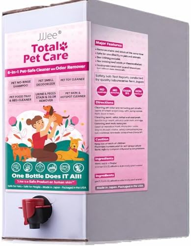 JJJee® 6-in-1 No-Rinse Dog & Cat Cleaner & Odor Eliminator. Cleans Paws, Coat, Eyes, Ears, Hotspots & Home Surfaces–Alcohol-Free, Fragrance-Free, Advanced Electrolyzed Water–Made in Japan (3 Liter)