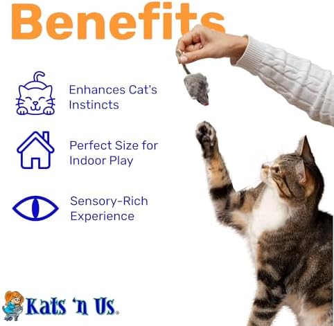Kats'N Us 2 Inch Real Rabbit Fur Non-Rattle Mouse Cat Toys