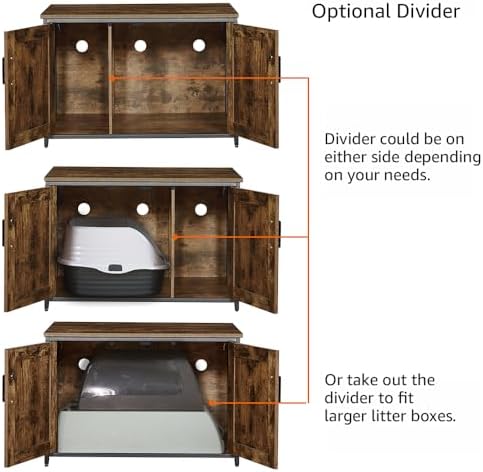 unipaws Top Opening Cat Litter Box Enclosure Furniture, Flip Top Design