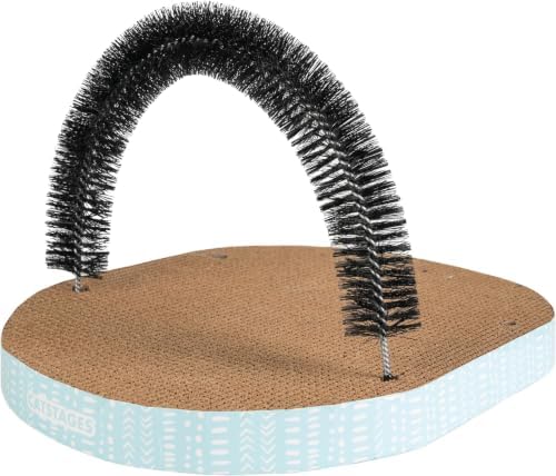 Catstages Scratch & Groom Cat Scratcher with Removable Curved Brush for Self-Grooming Station, Orange (Pack of 6)