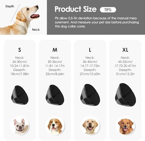 Large Dog Soft Cone Recovery Collar, Dog Head Cone Collar for Large Dogs
