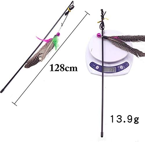 Cat Interactive Toy Stick Feather Wand with Small Bell Mouse Cage Toys Plastic Artificial Colorful Cat Teaser Toy Pet Supplies (Tpye1)