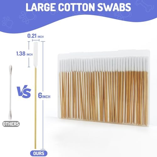 100PCS Professional Dog Ear Swabs in Box, 6" Long Cotton Swabs