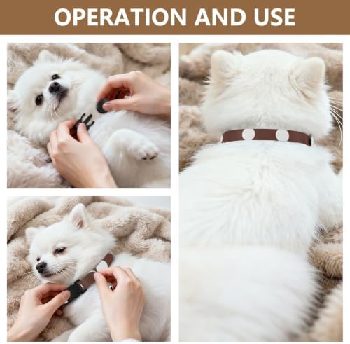 White Brown Retro Polka Dot Metal Bell Included Kitten Collars 2 Pack Adjustable Pet Collar