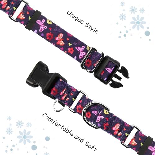 Martingale Collar for Dogs with Buckle No Pull, Purple Butterfly, S