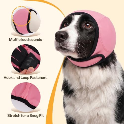 Allroaring Ear Muffs Noise Protection for Dog Grooming Bathing, Pink M