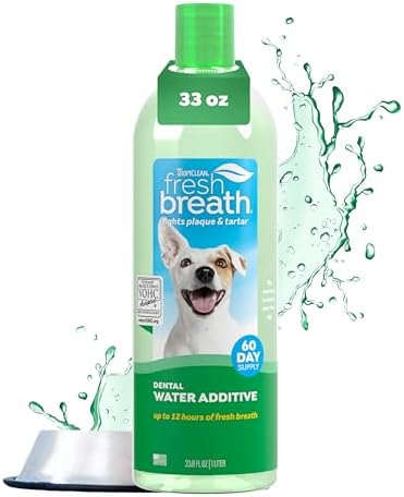 TropiClean Fresh Breath Dental Water Additive, Dog Breath Freshener, 33.8oz