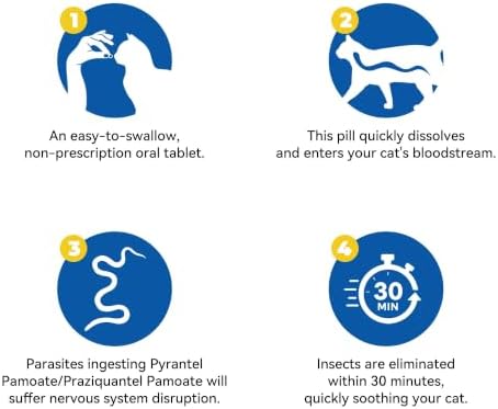 7 Way De-Wormer Chewable Tablets for Dogs & Cats, Pyrantel Pamoate and Praziquantel Formula, for Cats and Kittens 2-16 Ibs, 50 Count