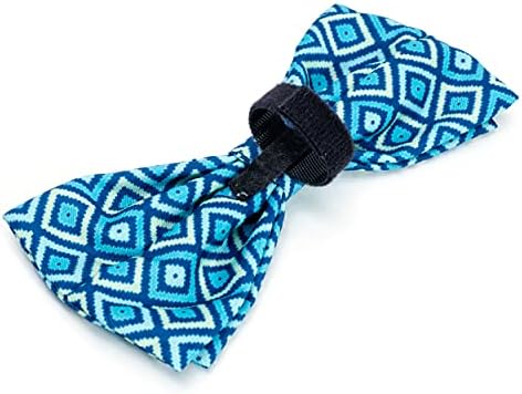 THE WORTHY DOG Everyday Patterned Pet Bow Ties for Dogs & Cats,Graphic Blue