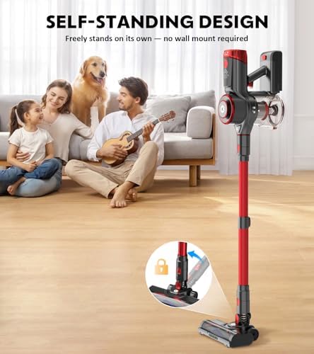 K25 Cordless Vacuum Cleaner, 650W 55KPa Stick Vacuum, 70Min Runtime | OLED Display, Anti-Tangle Brush, Self-Standing Lightweight Vacuum for Carpet, Hardwood Floors, Pet Hair & Home, Dust Cup