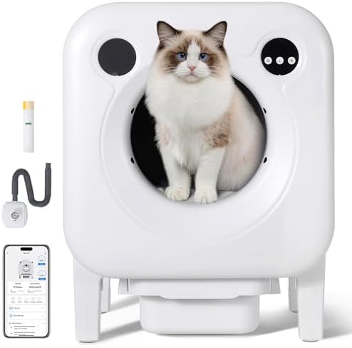 Garvee Self-Cleaning Cat Litter Box, Large Capacity ABS Automatic Litter Box for Cats with App Control