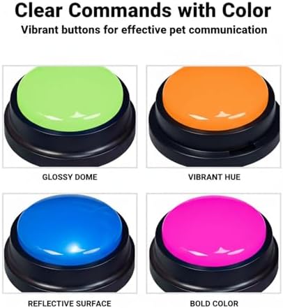 4 Pcs Pet Response Buzzers, Dog Talking Buttons for Communication, Recordable Voice Command, 3.1 in Pet Sound Button Box for Dog Training