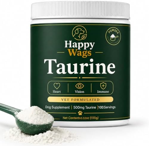 Happy Wags Taurine Powder for Dogs,Pure Amino Acid Supplement,3.5 Oz(1pc)
