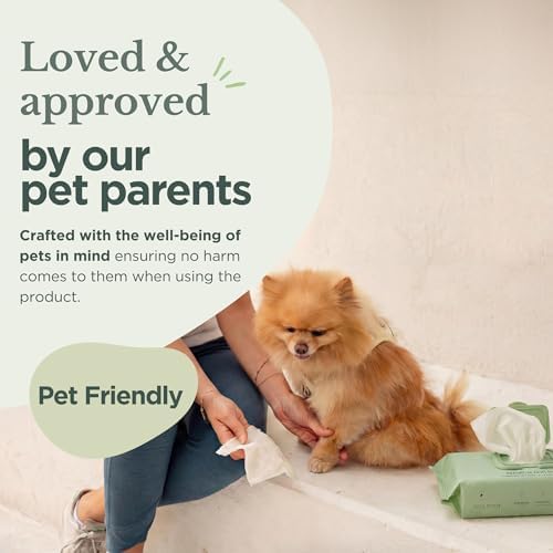 Nina Woof Dog Wipes – Fragrance-Free, Alcohol-Free, Hypoallergenic Pet Grooming Wipes with Aloe Vera, Biodegradable, for Dogs & Cats: Paws, Face, Ears & Butt – 2-Pack (140 Count)