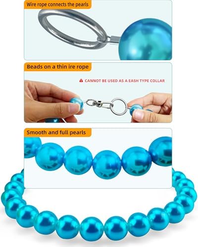 Chunky Pearl Dog Necklace (Beads 20mm),Elegant Classic Super Big Pearl Collar Necklace Accessories for Medium Large Dogs Occasions and Gatherings (Turquoise, L(Neck Girth17''-18.5''))