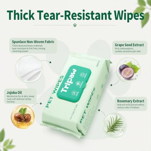 400 Count Pet Wipes, Plant-Based Hypoallergenic Dog Cleansing Wipes