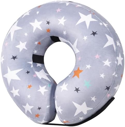 Recovery Donut Collar for Dogs & Cat,Inflatable Dog Cone Collar Alternative After Surgery,Soft Cone for Large Medium Small Dog,Adjustable Pet Neck Donut(Grey Star,Small