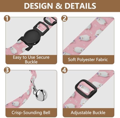 White Llamas Unicorns Easy to Clean Small Dog Collar 2 Pack Soft Cat Collar