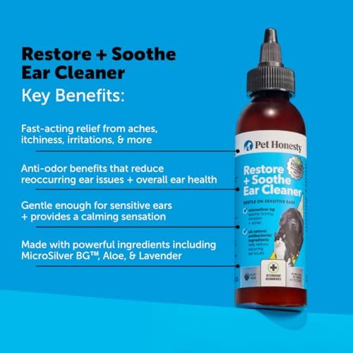 Virtual Bundle Restore + Soothe Ear Cleaner for Dogs & Cats (Aloe Vera) 4oz + Allergy Support Itch Relief for Dogs - Dog Allergy Chews w/ Probiotics for Seasonal Allergies, Skin & Coat Supplement (Sa