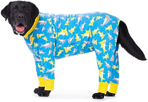 Dog Surgery Recovery Suit Female Male for Dogs After Surgery Medium Large Dogs Onesie Dog Pajamas Pjs Clothes (Yellow Shark, 34 (Chest 35.04 in | Backlength 23.62 in))