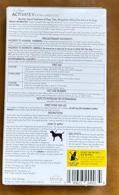 TevraPet Activate II Flea and Tick Prevention for Dogs | 4 Count | Extra Large Dogs 55+ lbs | Topical Drops | 4 Months Flea Treatment